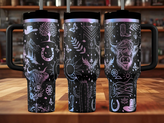Highland Cow Western Engraved Tumbler  | 20oz